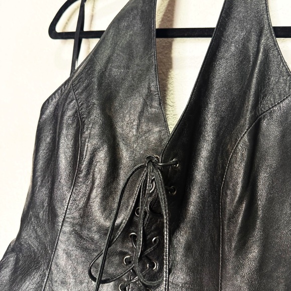 Wilsons Leather Halter Crop Lace Up Top Vintage - Picture 4 of 9